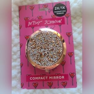 Betsey Johnson Gold Rhinestone Compact Mirror
